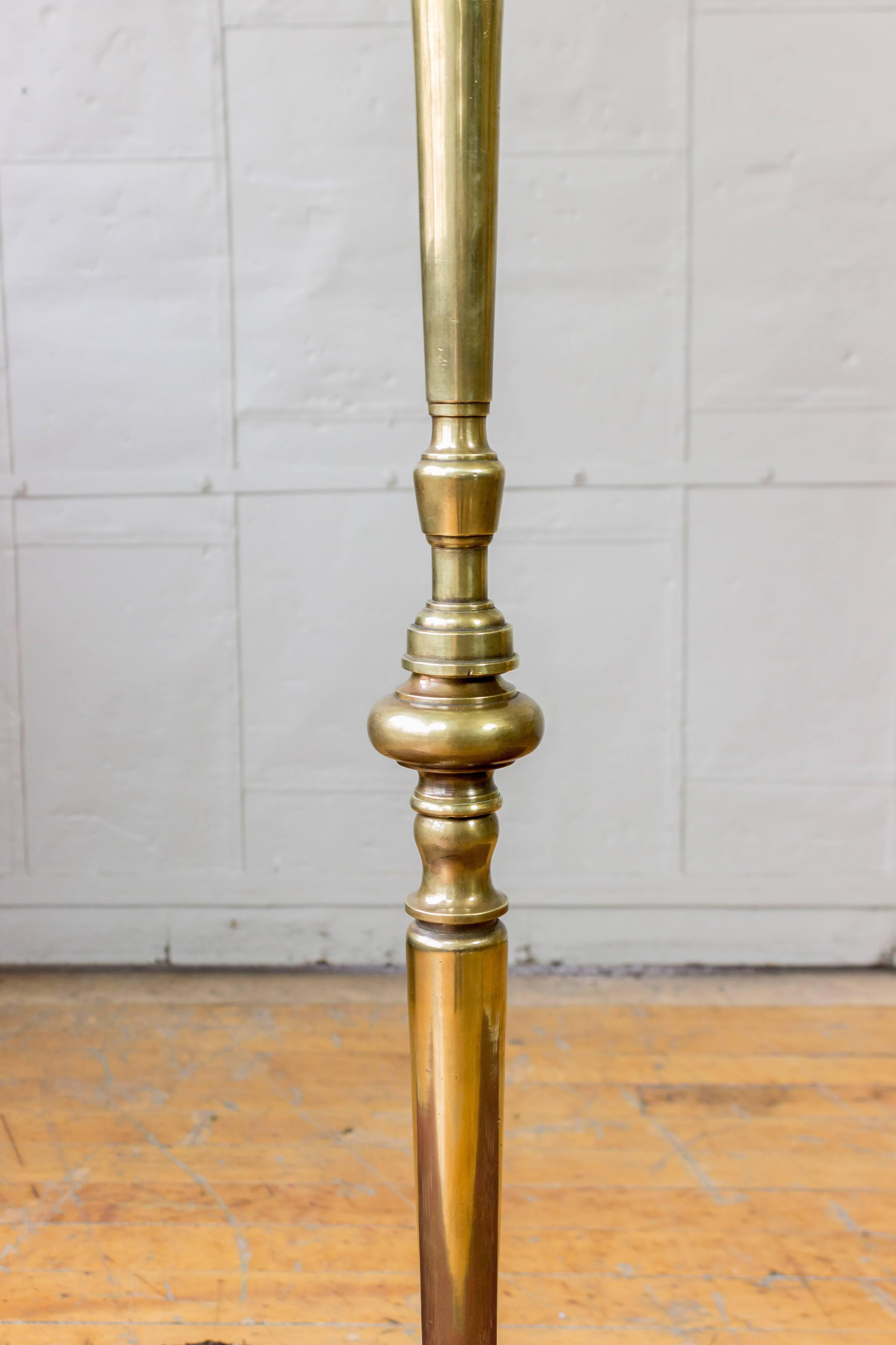 Mid-20th Century French Turned and Cast Brass and Bronze Floor Lamp