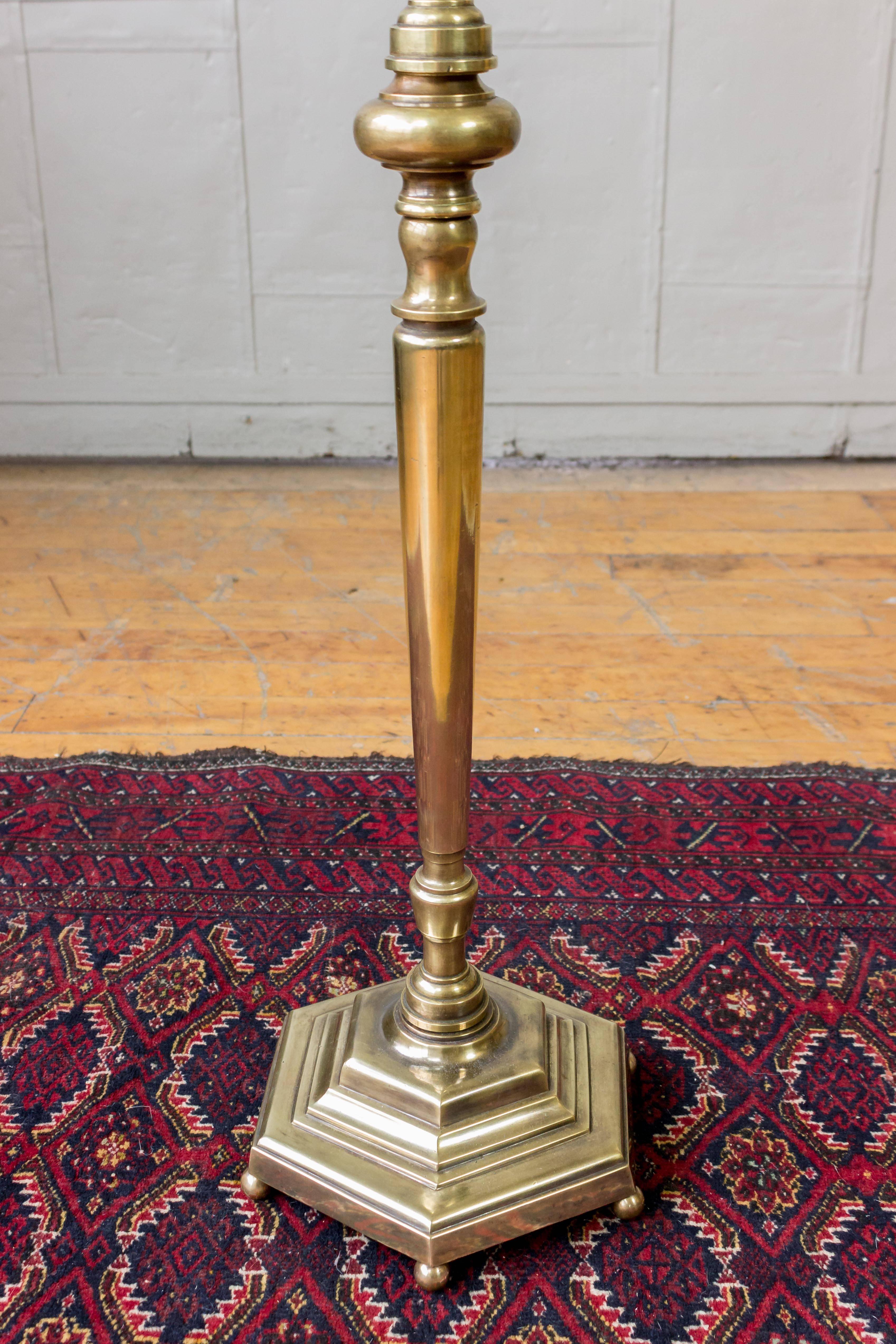 French Turned and Cast Brass and Bronze Floor Lamp 1