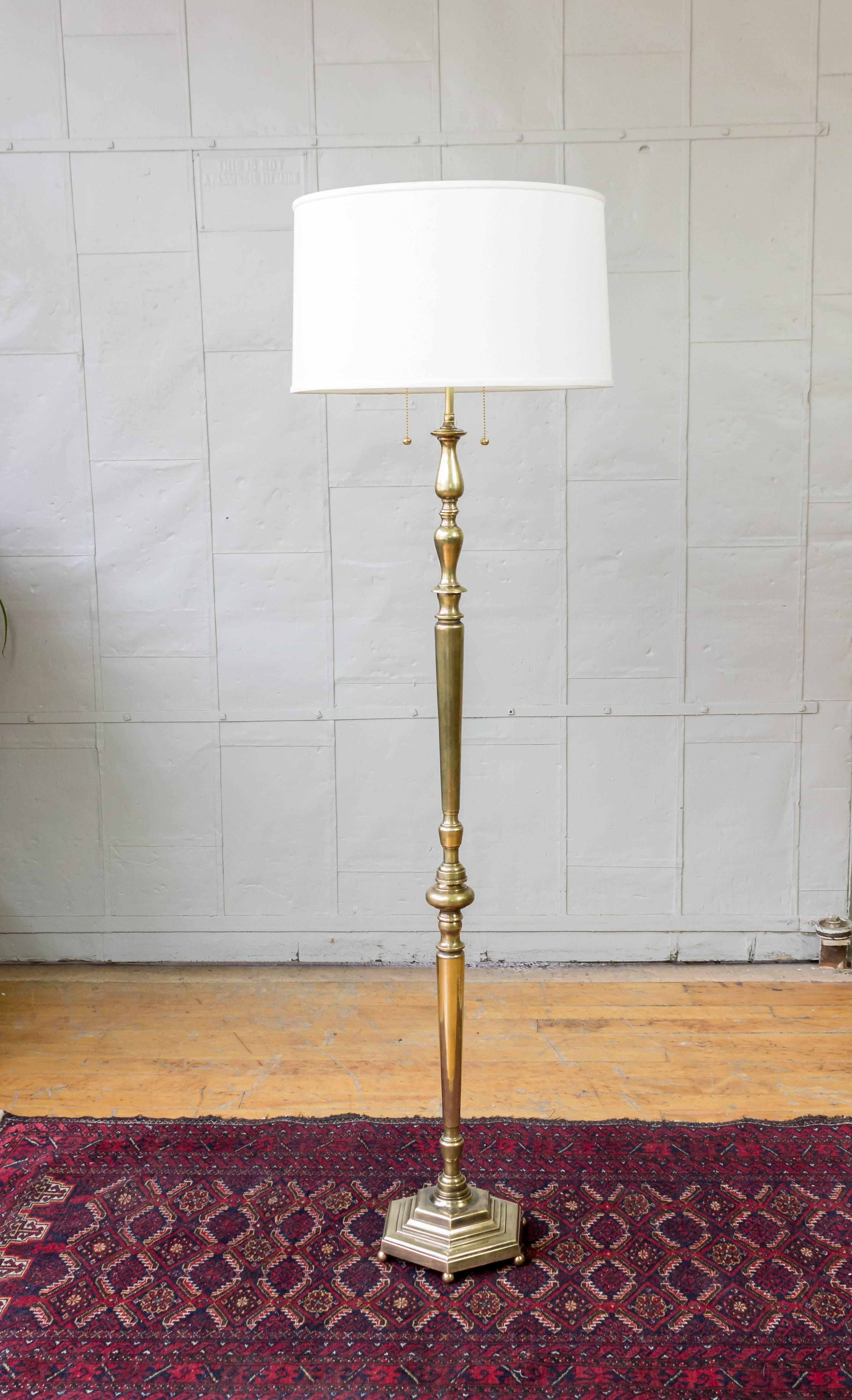 French Turned and Cast Brass and Bronze Floor Lamp 4