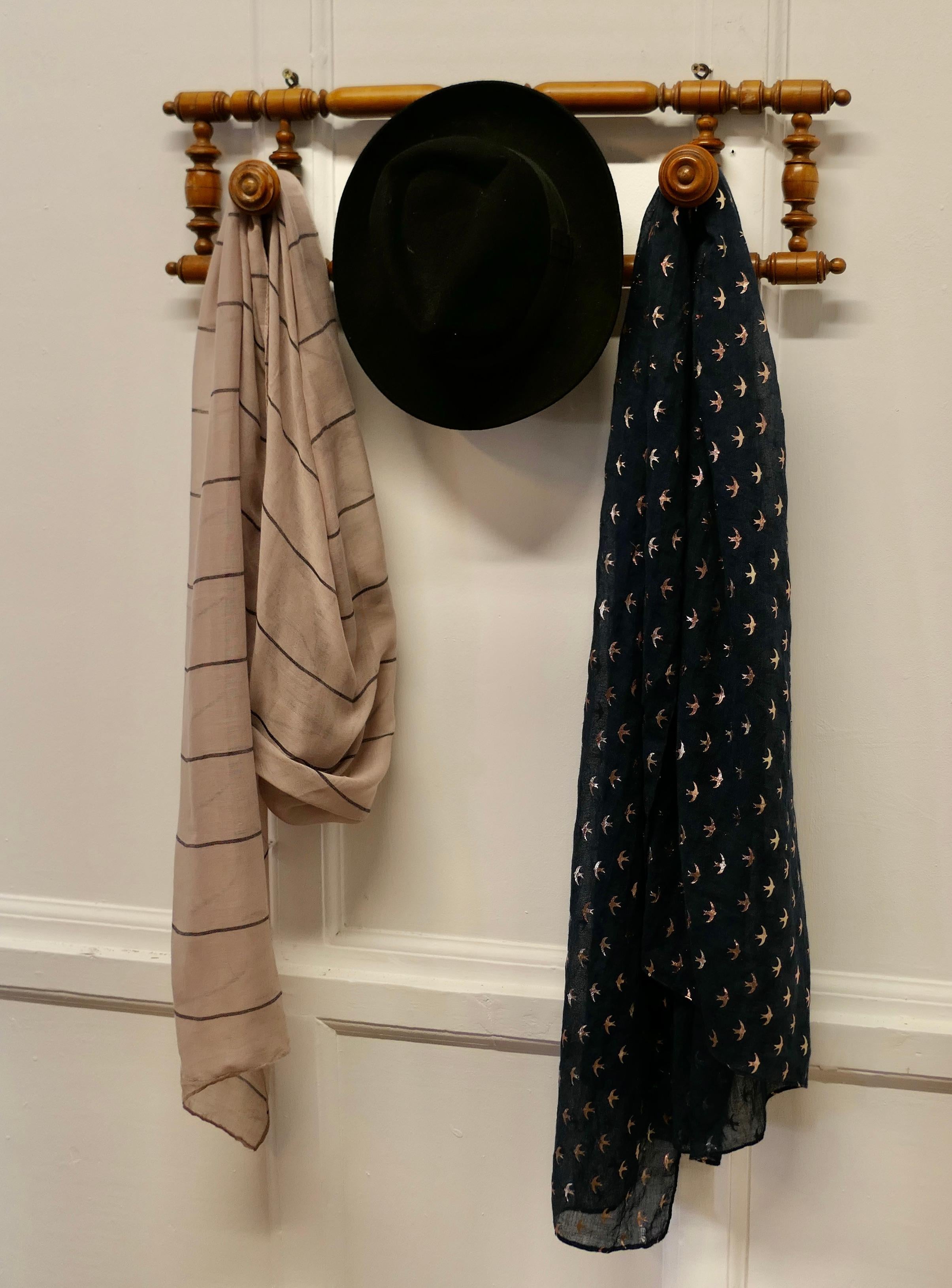 French Turned Beech Hat and Coat Rack  4