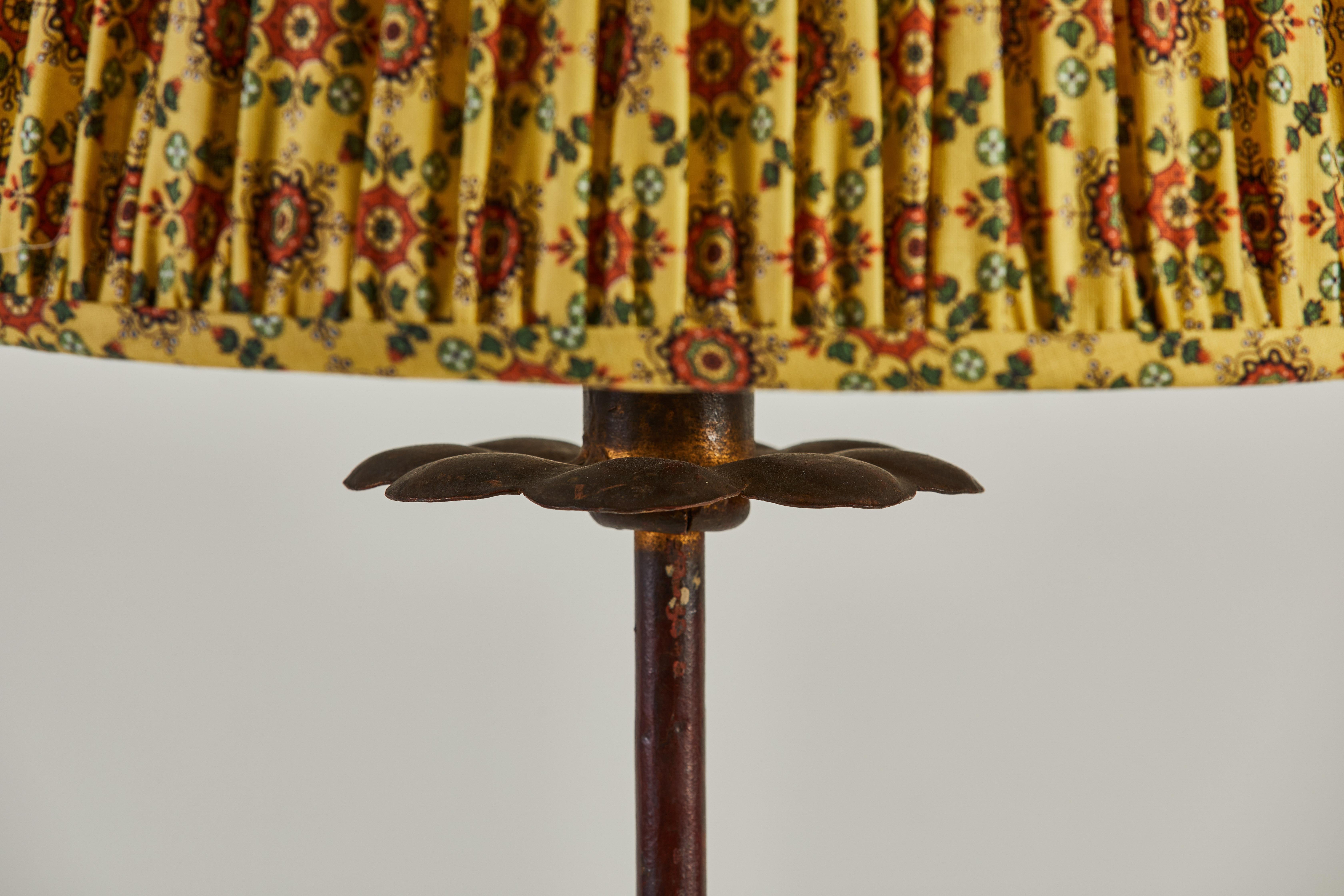 French Turned Brass Floor Lamp with Floral Details 2