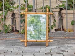 French Turned Faux Bamboo Wall Mirror with Tapered Finials, circa 1900