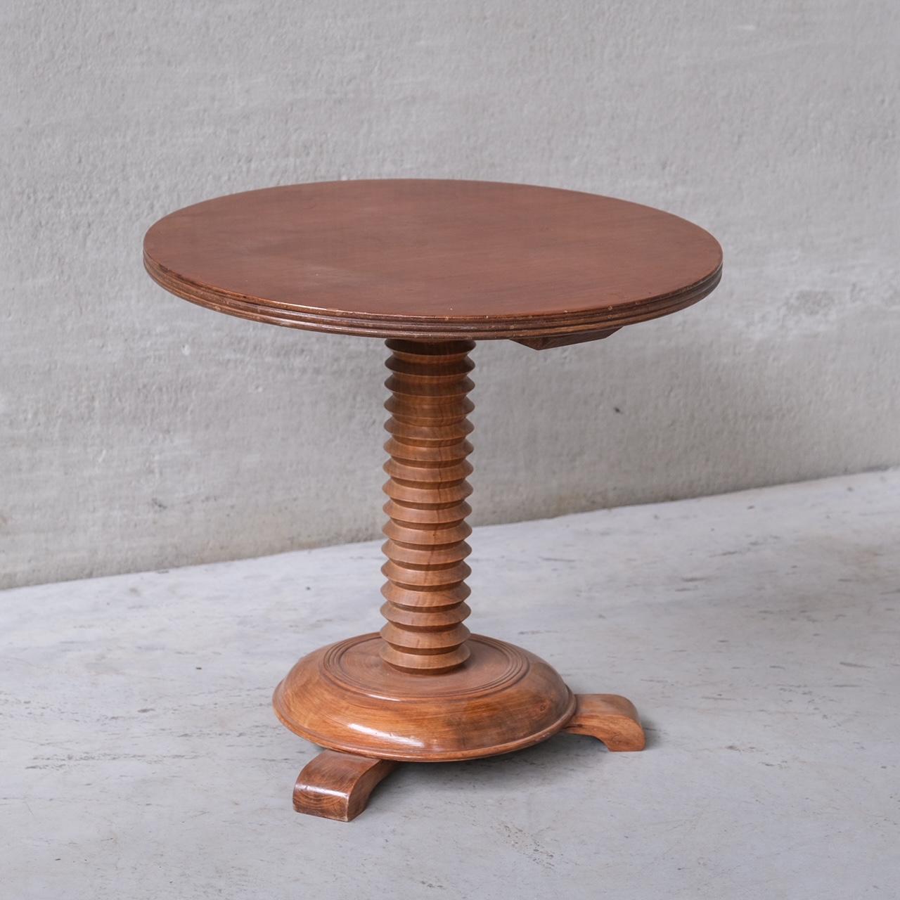 French Turned Oak Art Deco Dudouyt Style Side Table In Good Condition In London, GB