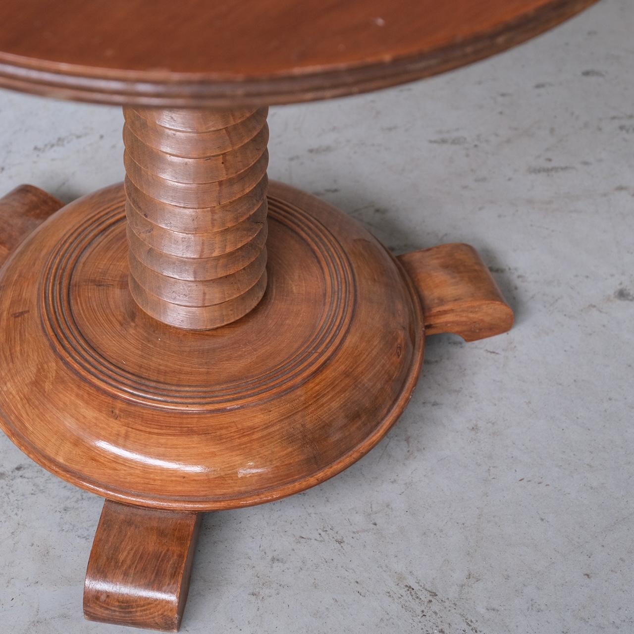 Wood French Turned Oak Art Deco Dudouyt Style Side Table
