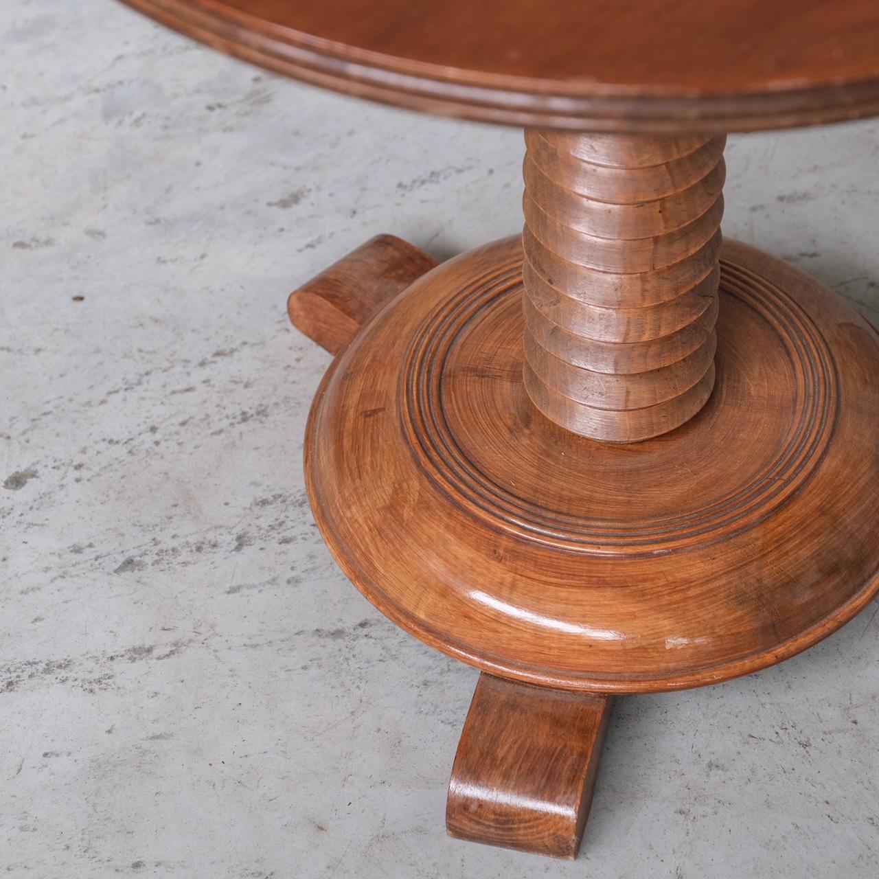French Turned Oak Art Deco Dudouyt Style Side Table 2