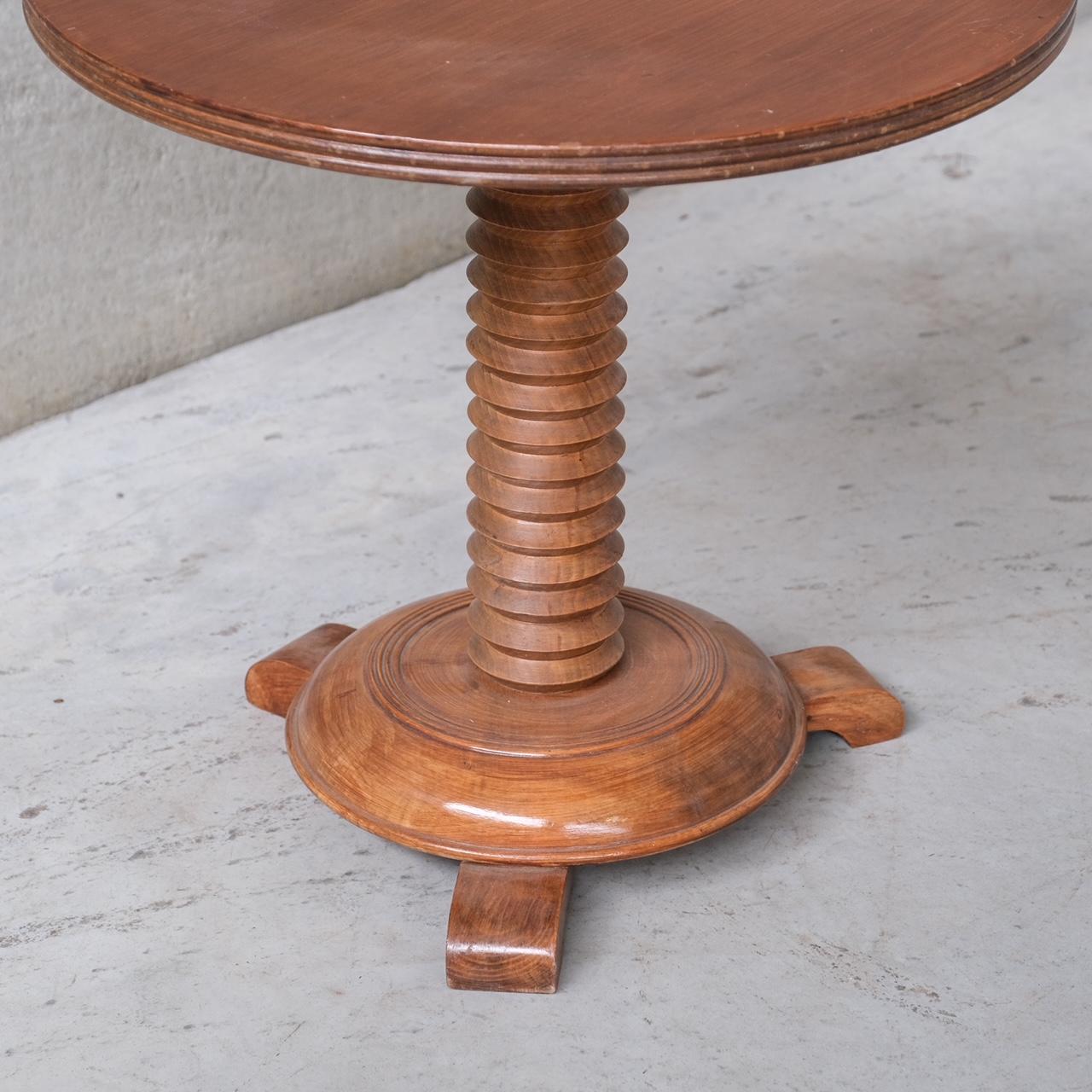 French Turned Oak Art Deco Dudouyt Style Side Table 4