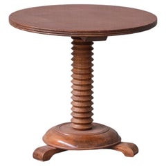 French Turned Oak Art Deco Dudouyt Style Side Table
