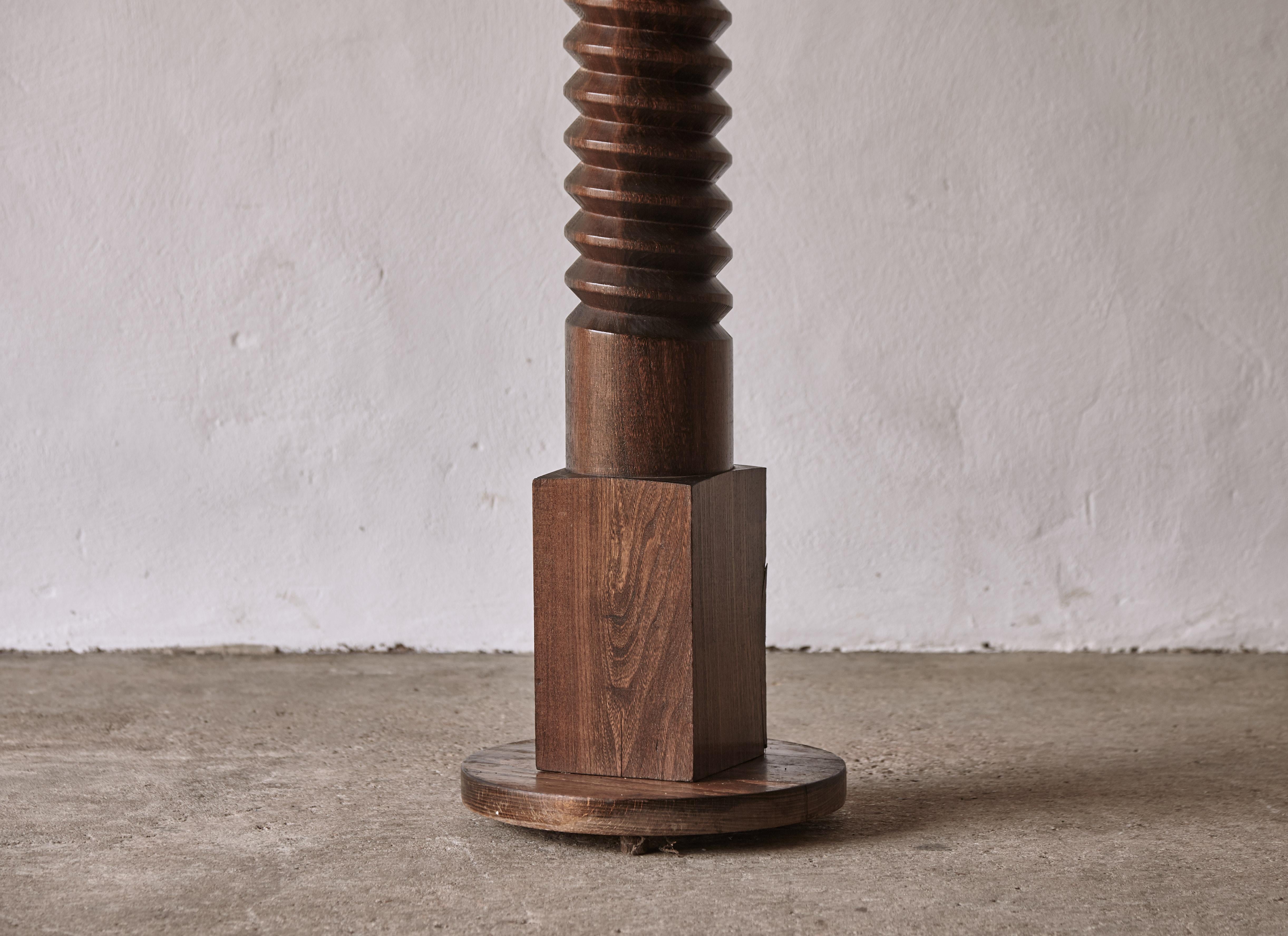 French Turned Oak Pedestal, in the Style of Charles Dudouyt, 1940s / 50s 4