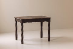 French turned oak table in the taste of Charles Dudouyt, France 1940s
