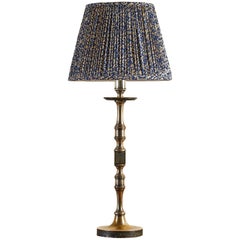 French Turned Silver Table Lamp with Floral Lampshade