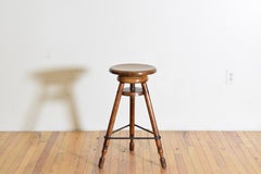 French Turned Walnut and Iron Adjustable Artist’s Stool, circa 1900