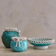 Vase en céramique turquoise de Gustave Asch, années 1940