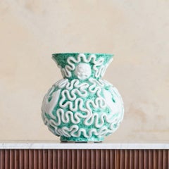 Vaso francese in ceramica turchese di Gustave Asch, anni '1950