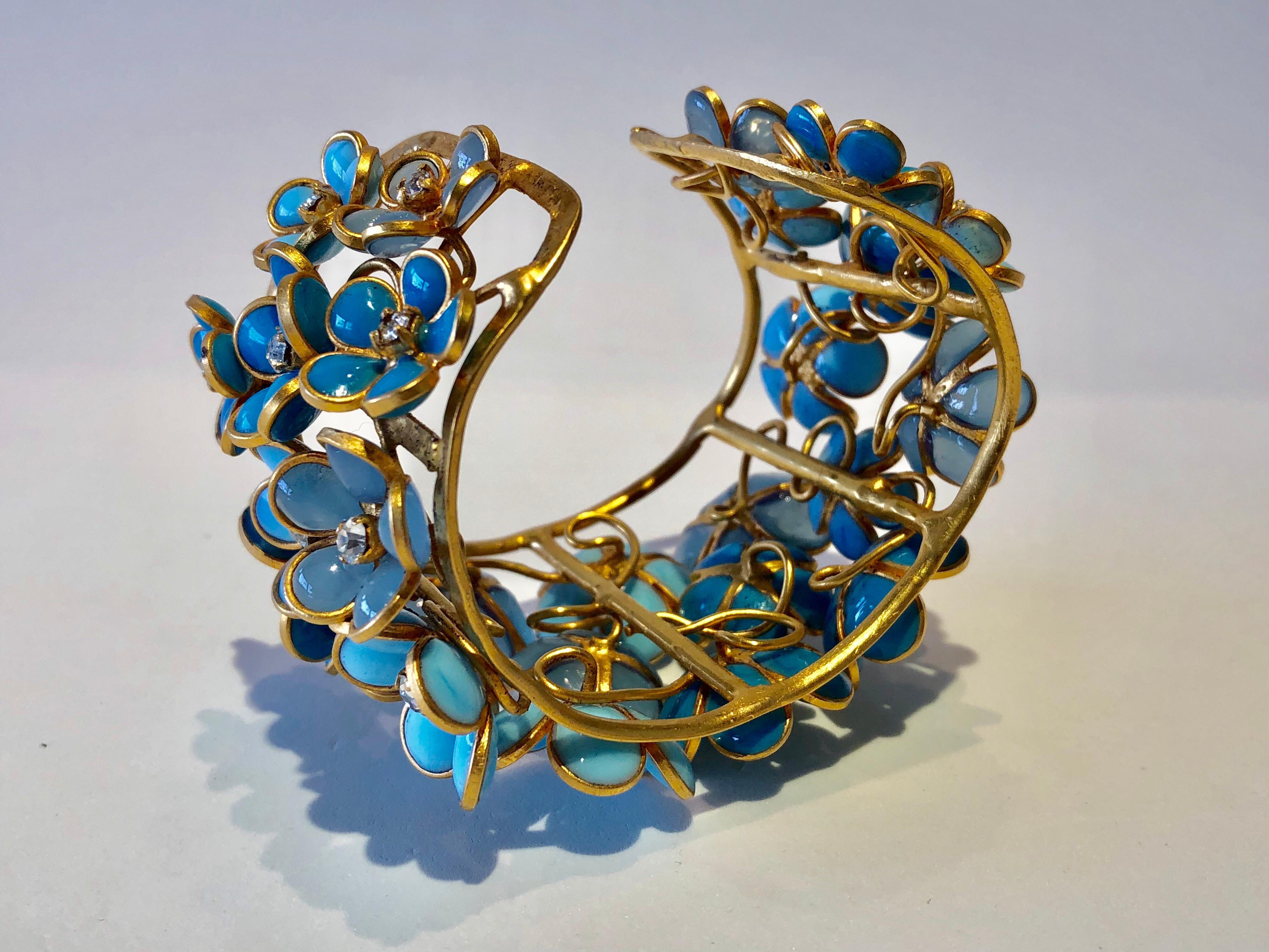Lot De 21 Perles Artisanales En Pâte De Verre Teinte Turquoise - Fait Main - Déco Créative