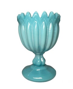 French Turquoise Opaline Milk Glass Goblet Vase