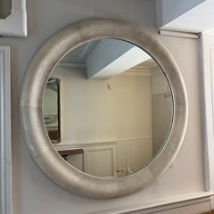 French Twentieth Century Large Circular Ivory Shagreen Mirror