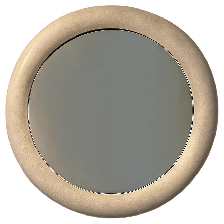 Grand miroir circulaire en galuchat français des années 1980 en vente