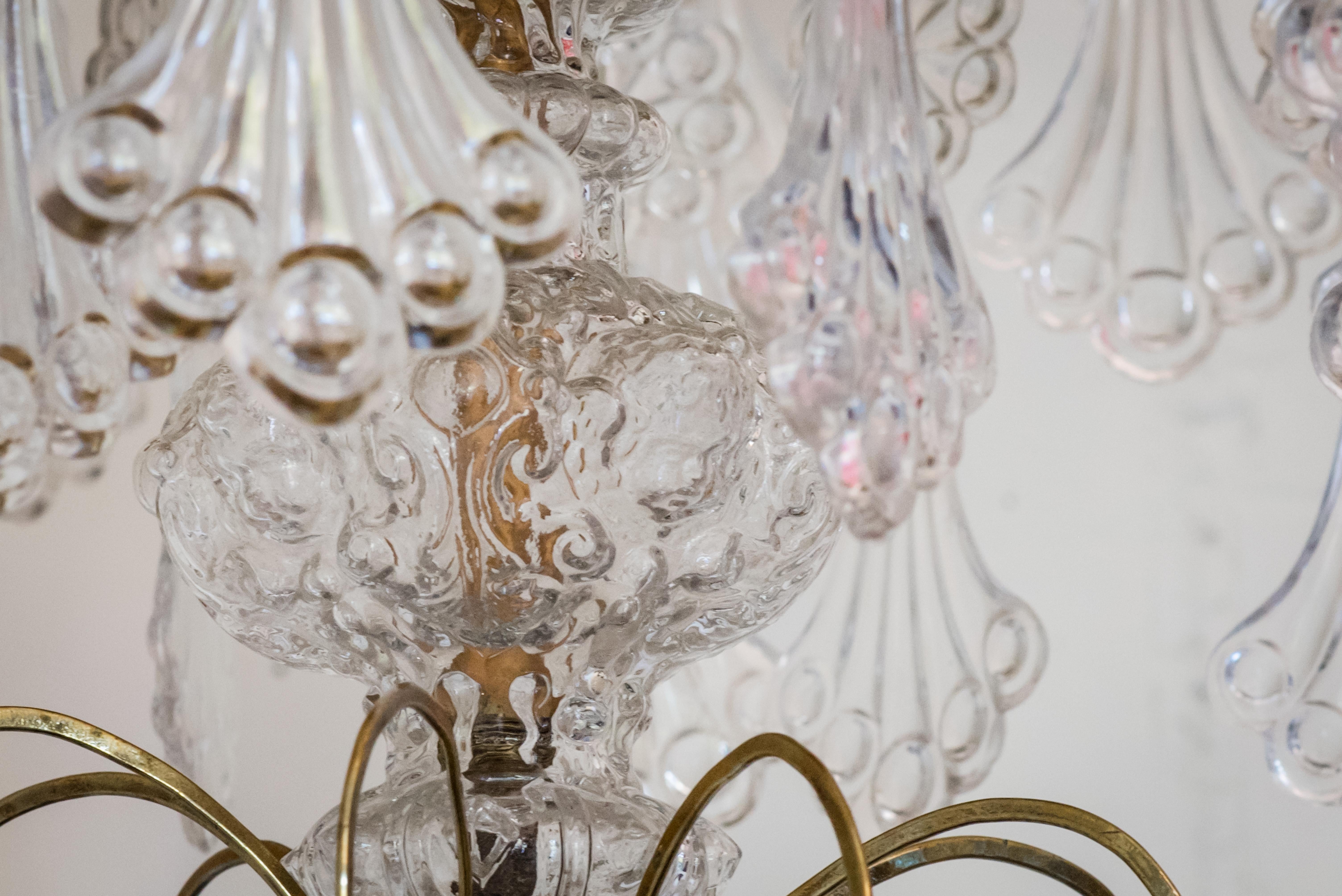 Polished French Twenty-Light Baccarat Crystal and Brass Chandelier, Late 19th Century