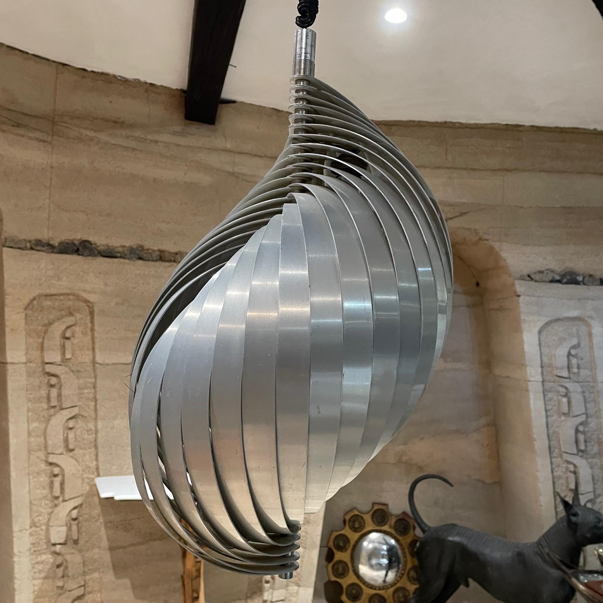 1970s French Ceiling Pendant Twist Lamp Aluminum Spiral Henri Mathieu France For Sale 2