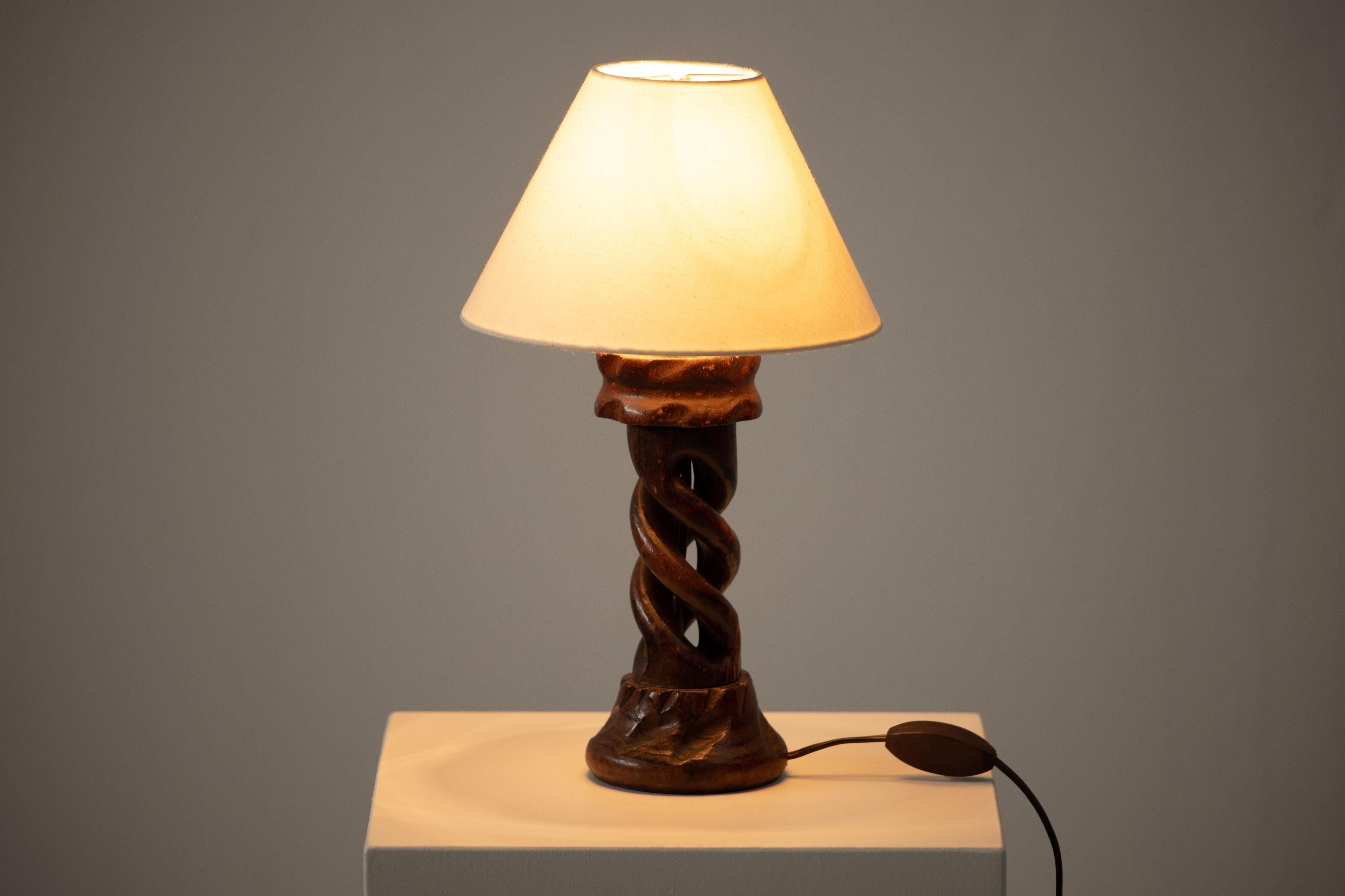 Mid-Century Modern French Twist Turned Table Lamp, France, 1940 For Sale