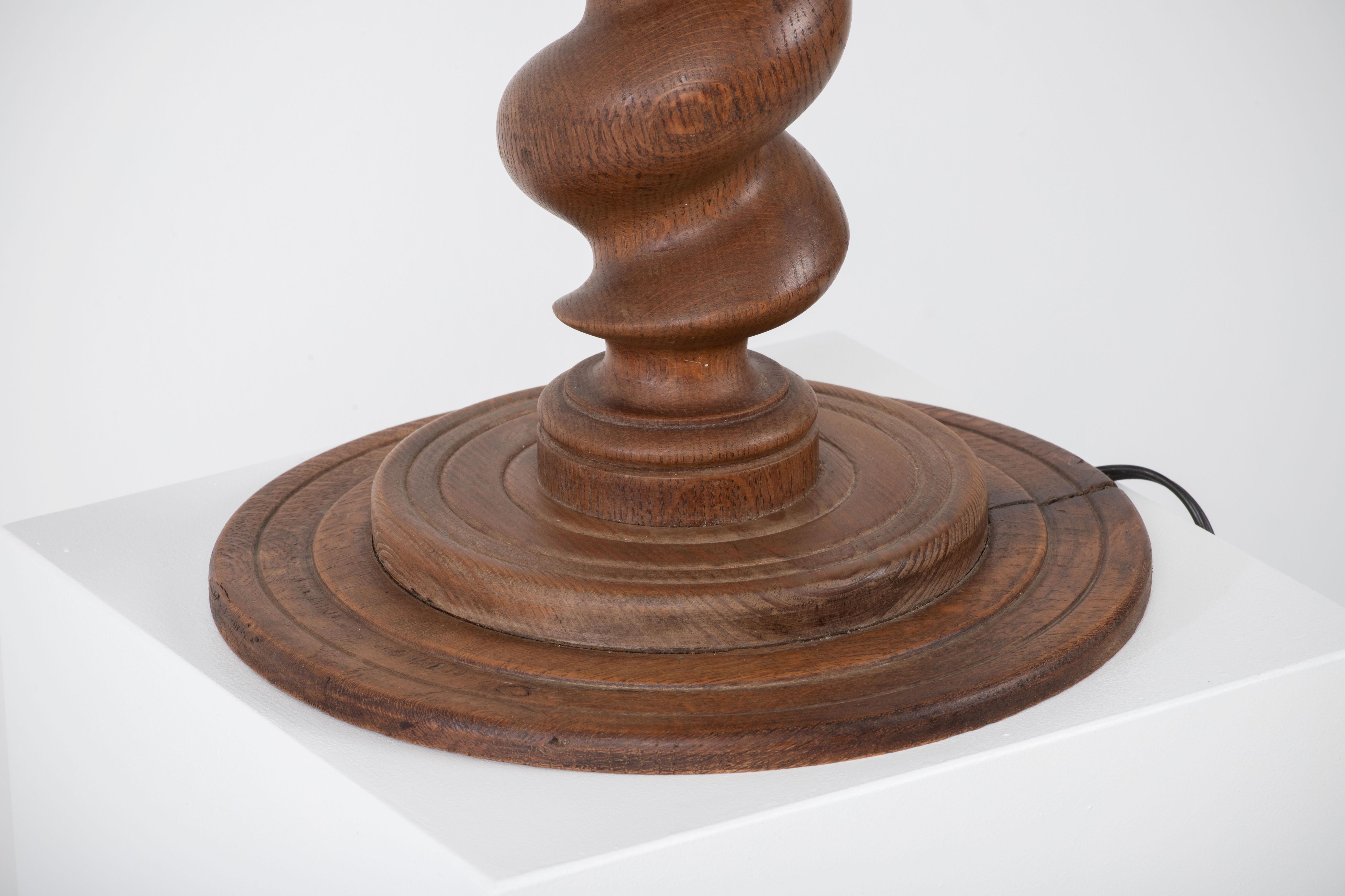 Walnut French Twist Turned Table Lamp, France, 1940 For Sale