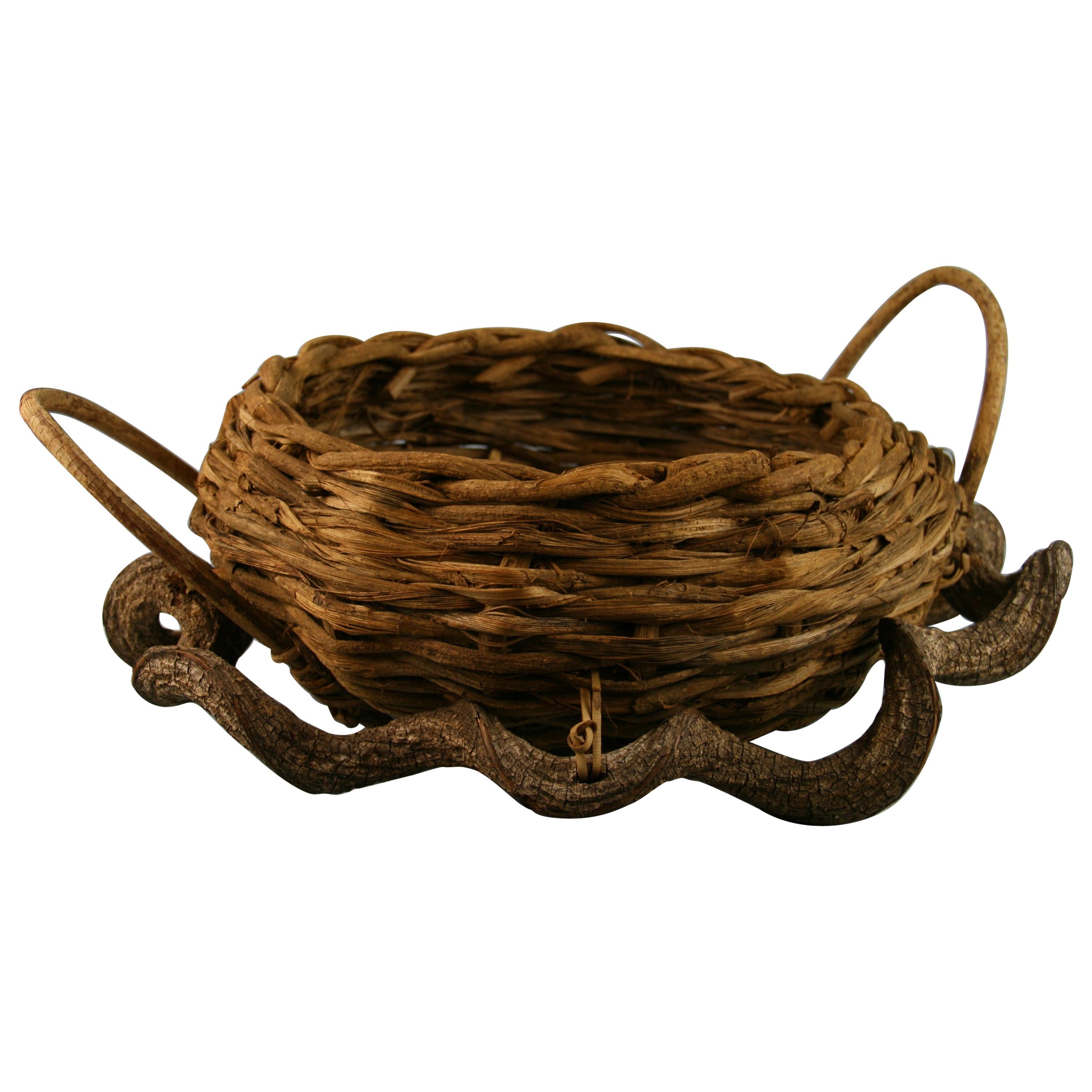 Japanese Twisted Branches and Twigs Garden Planter/Centerpiece/Folk Art  Basket For Sale at 1stDibs