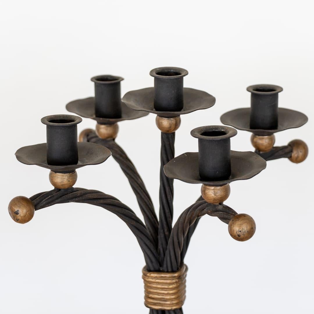 French Twisted Iron 5-Arm Candelabra  1