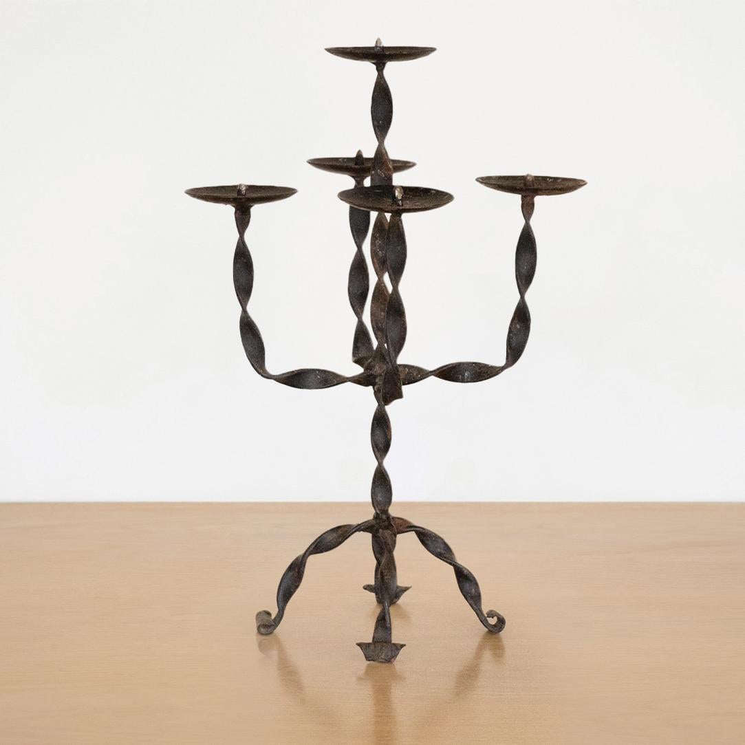 20th Century French Twisted Iron Candelabra