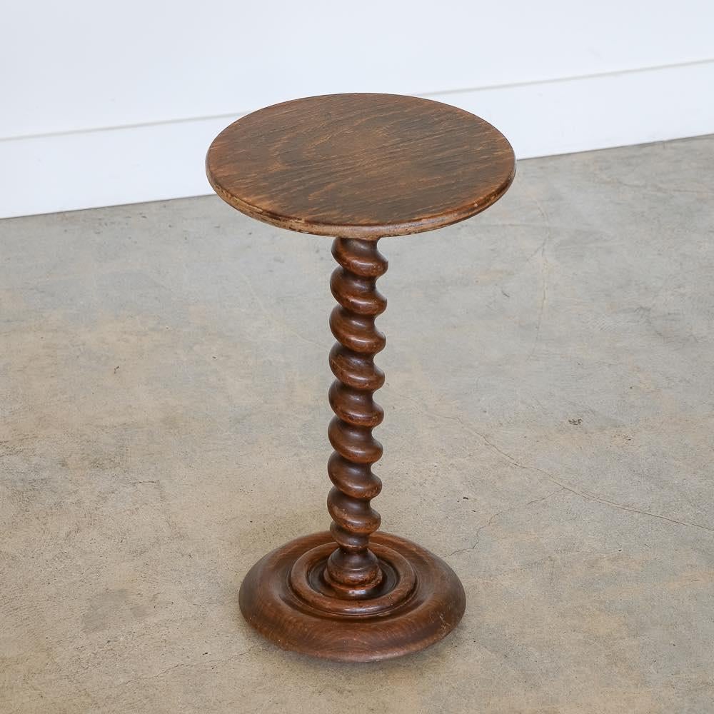 20th Century French Twisted Oak Pedestal Table