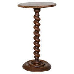 Vintage French Twisted Oak Pedestal Table