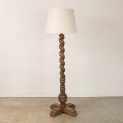 French Twisted Wood Floor Lamp