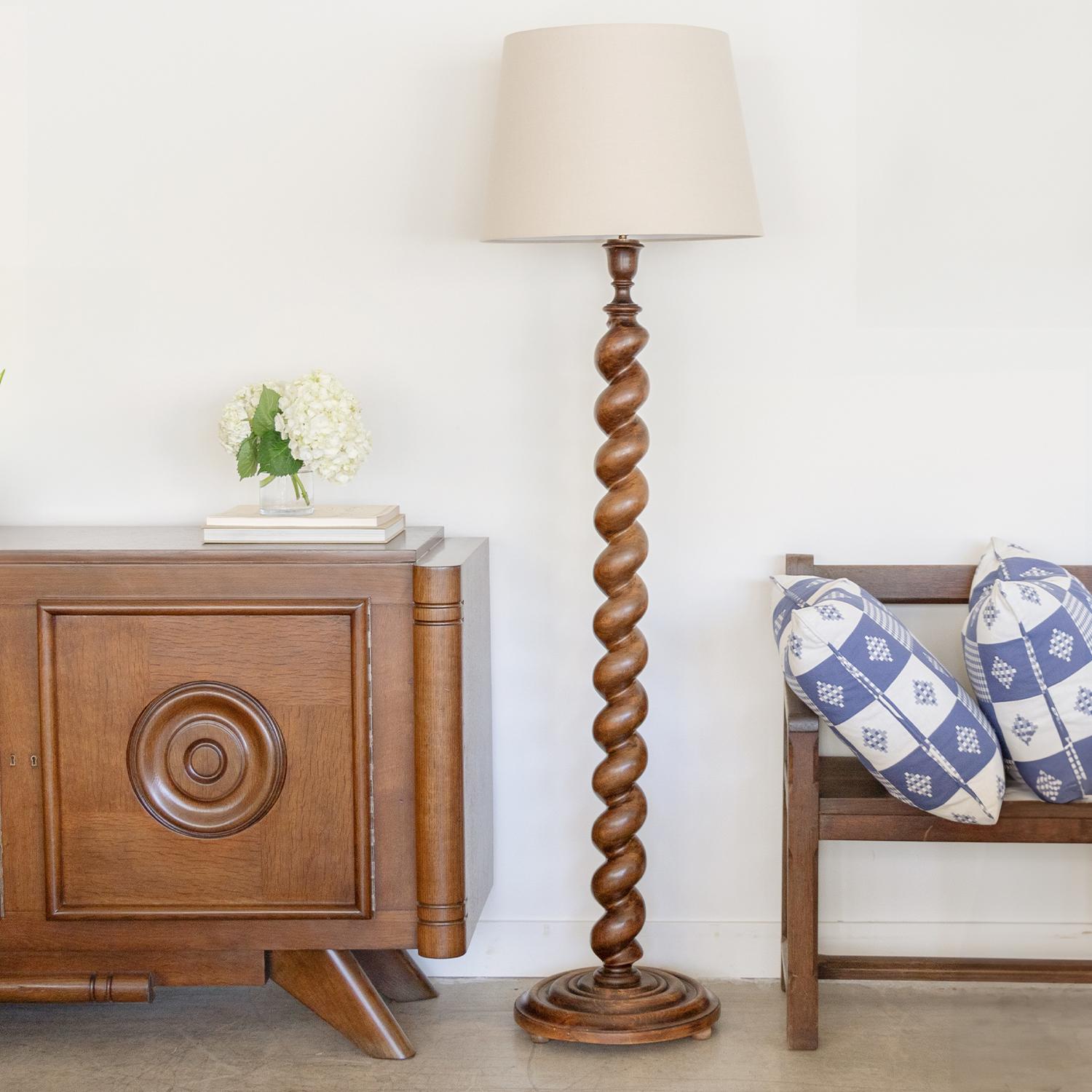 spiral wood floor lamp