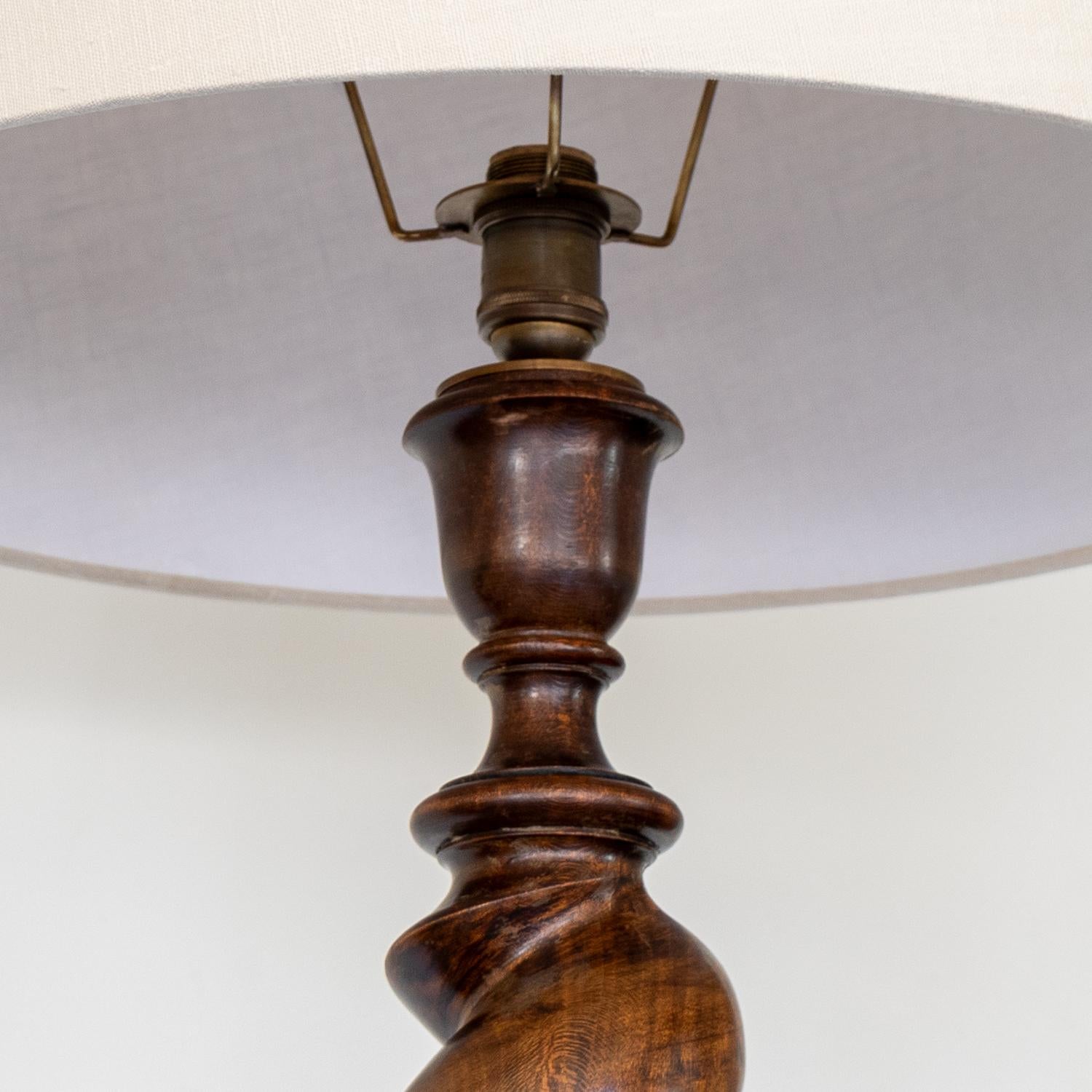 20th Century French Twisted Wood Floor Lamp For Sale