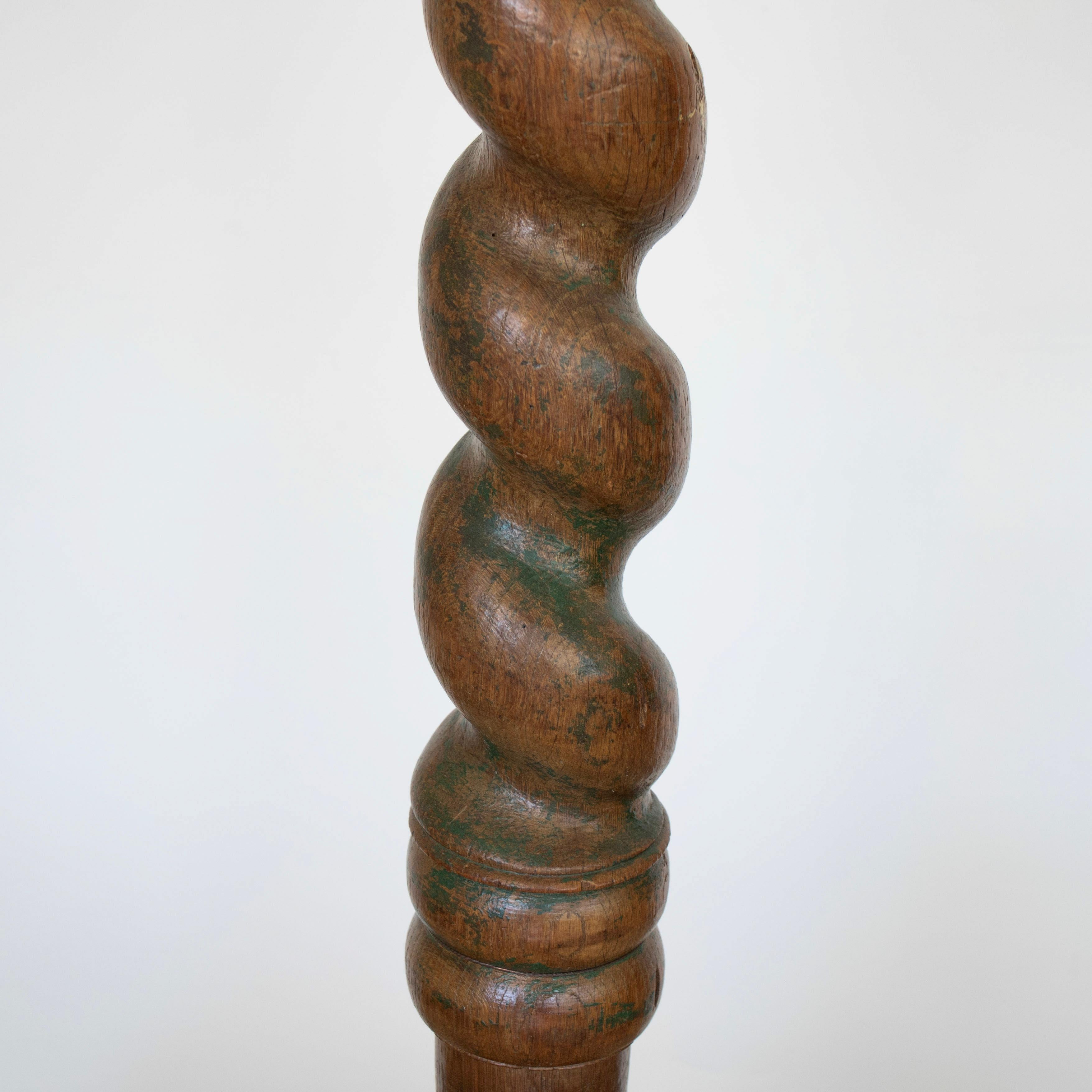20th Century French Twisted Wood Floor Lamp For Sale