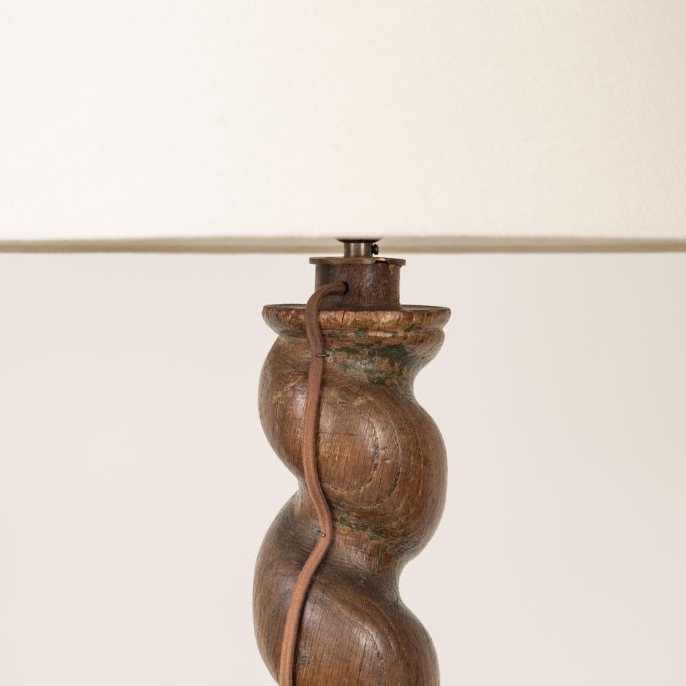 20th Century French Twisted Wood Floor Lamp