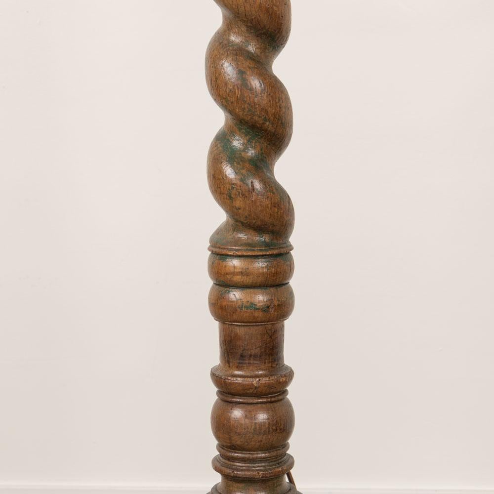 Linen French Twisted Wood Floor Lamp