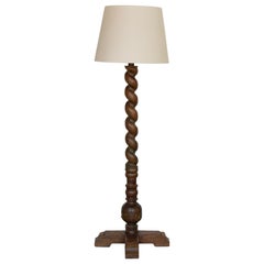 French Twisted Wood Floor Lamp