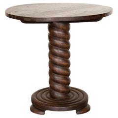 Retro French Twisted Wood Gueridon Table