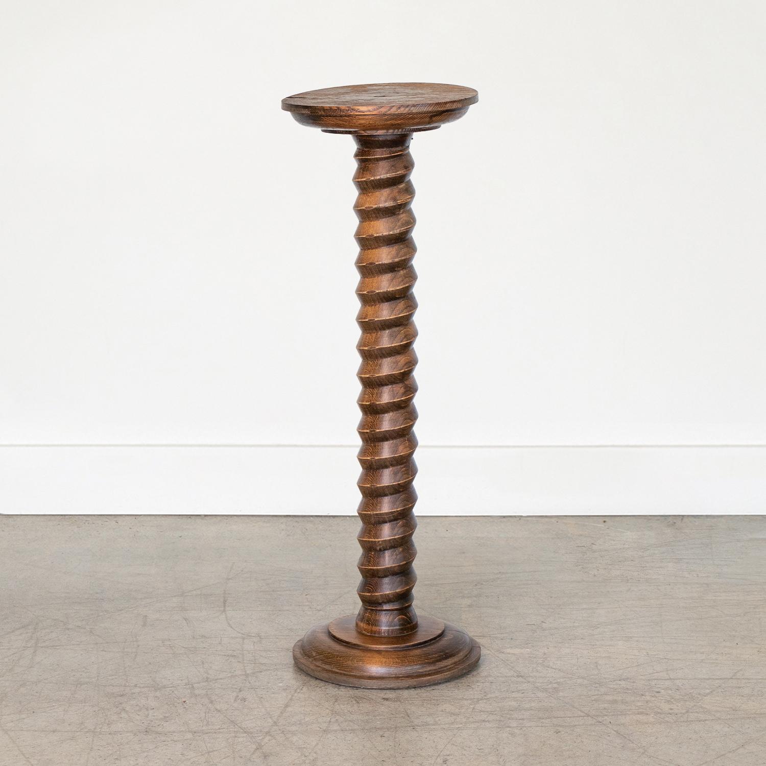 20th Century French Twisted Wood Pedestal Table