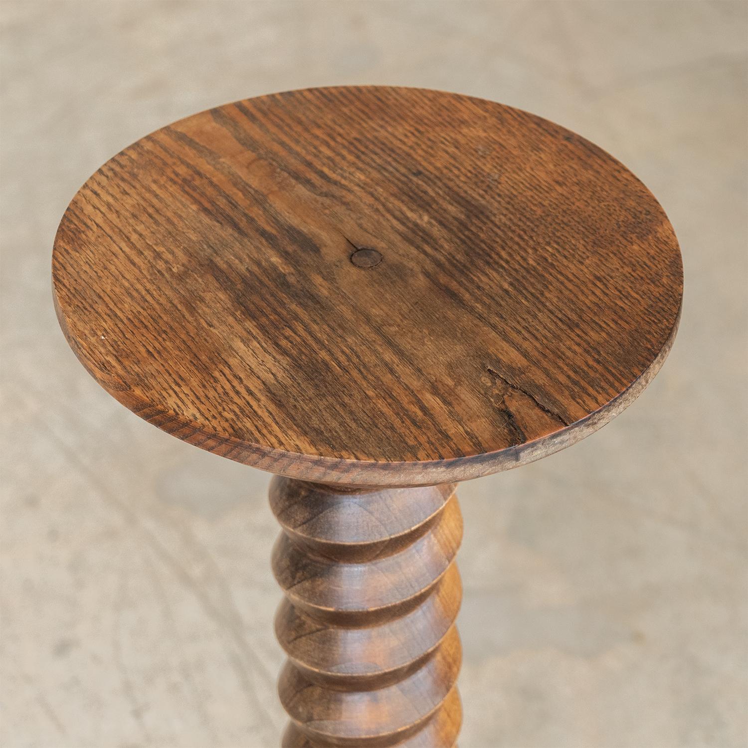 Oak French Twisted Wood Pedestal Table