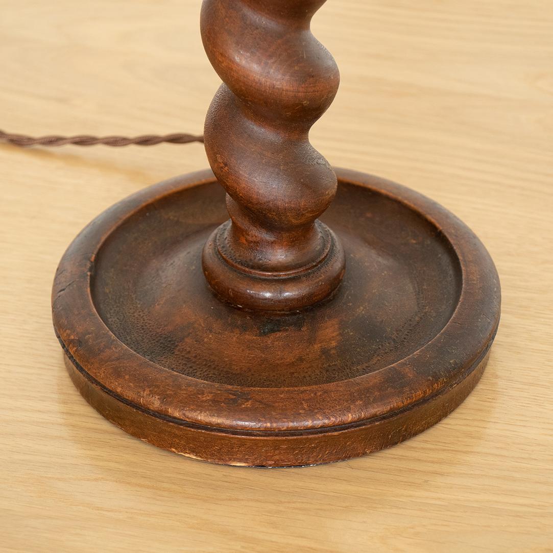 20th Century French Twisted Wood Table Lamp