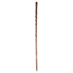 Vintage French Twisted Wooden Walking Cane, Mid 1900s