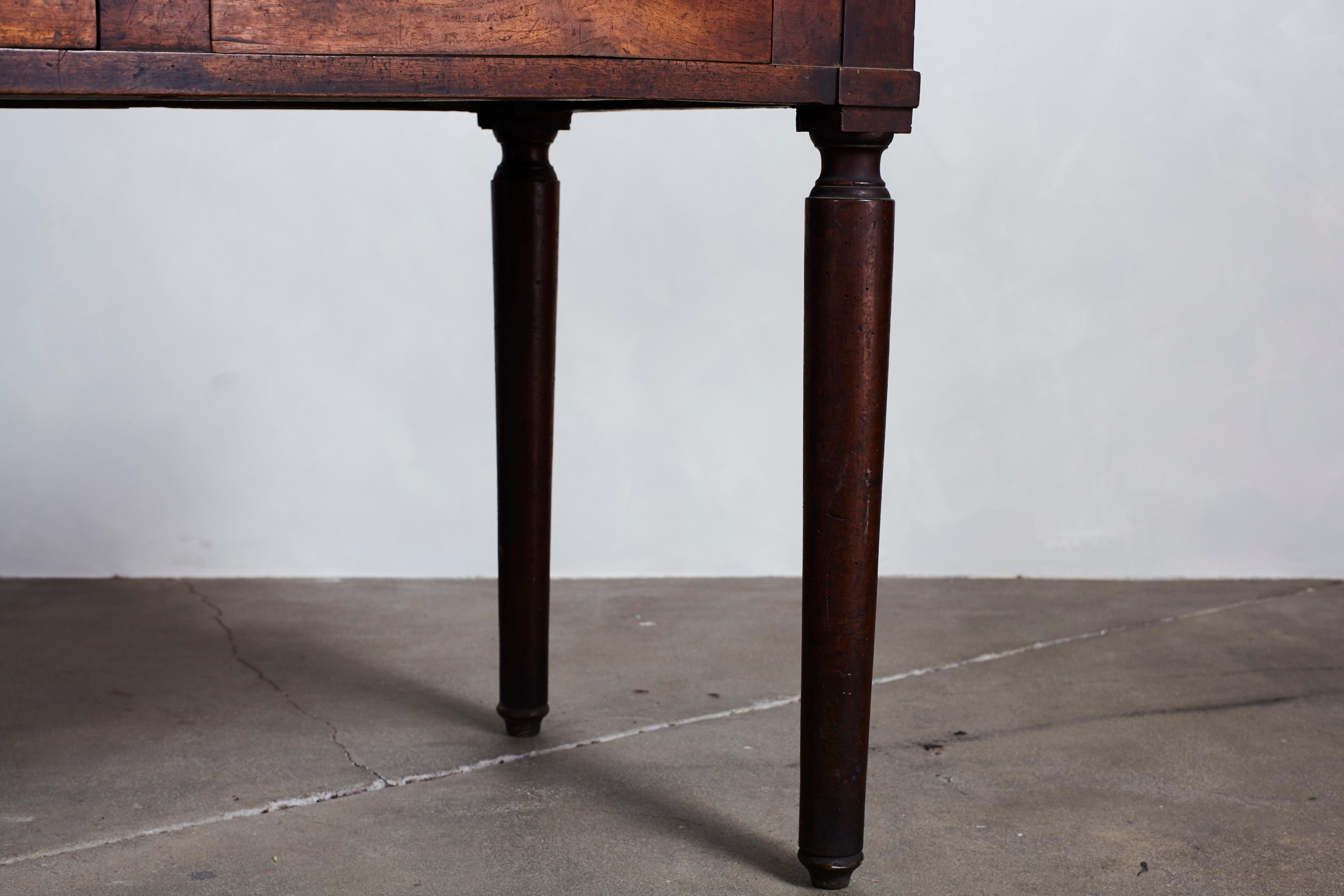 Mid-20th Century French Two-Drawer Hall Table or Desk with Key Hole Details