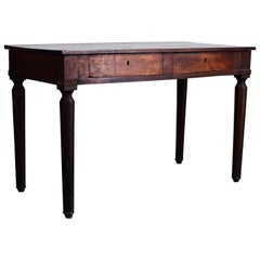 French Two-Drawer Hall Table or Desk with Key Hole Details
