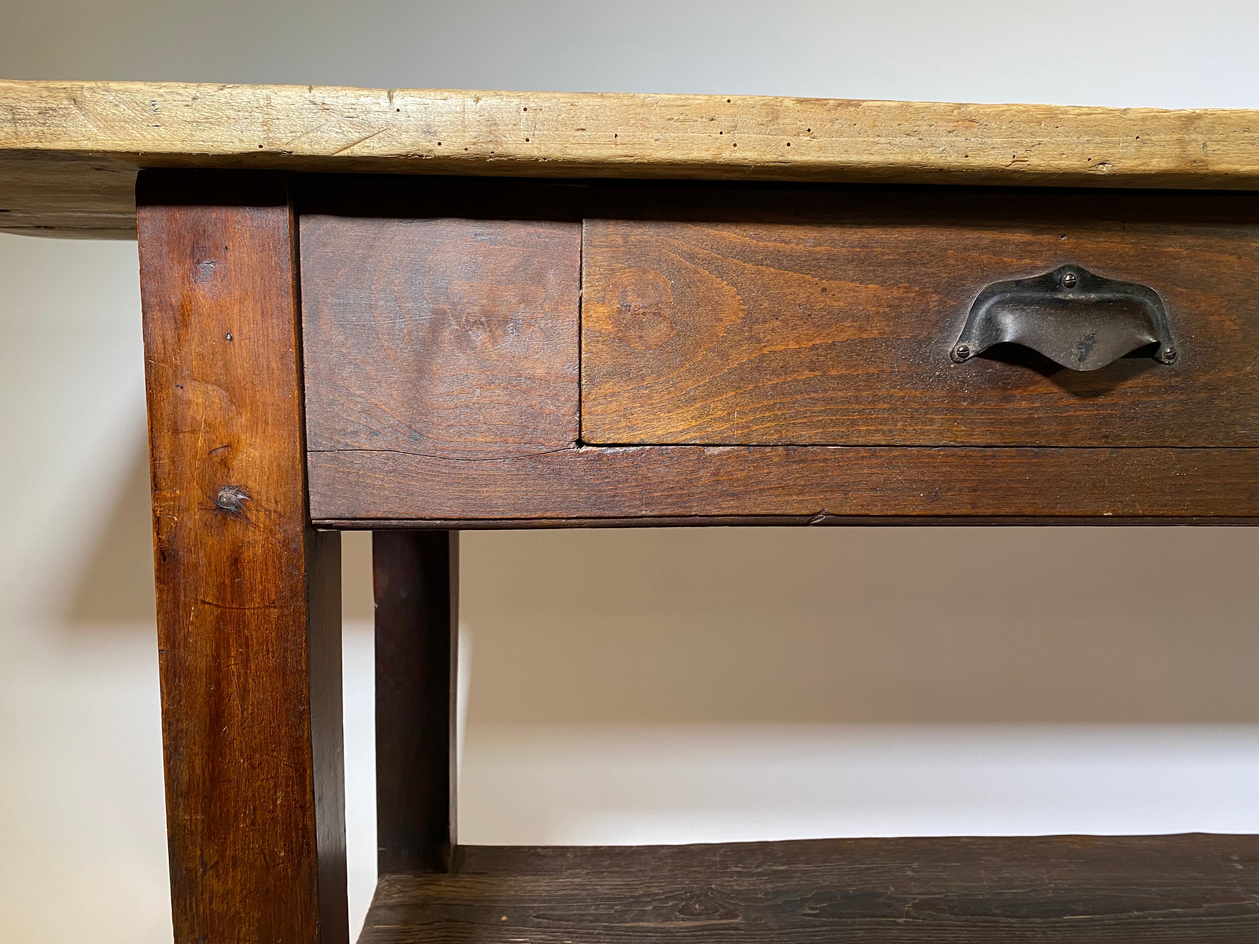 Chestnut French 19th Century 2 Drawer console - Work Table For Sale