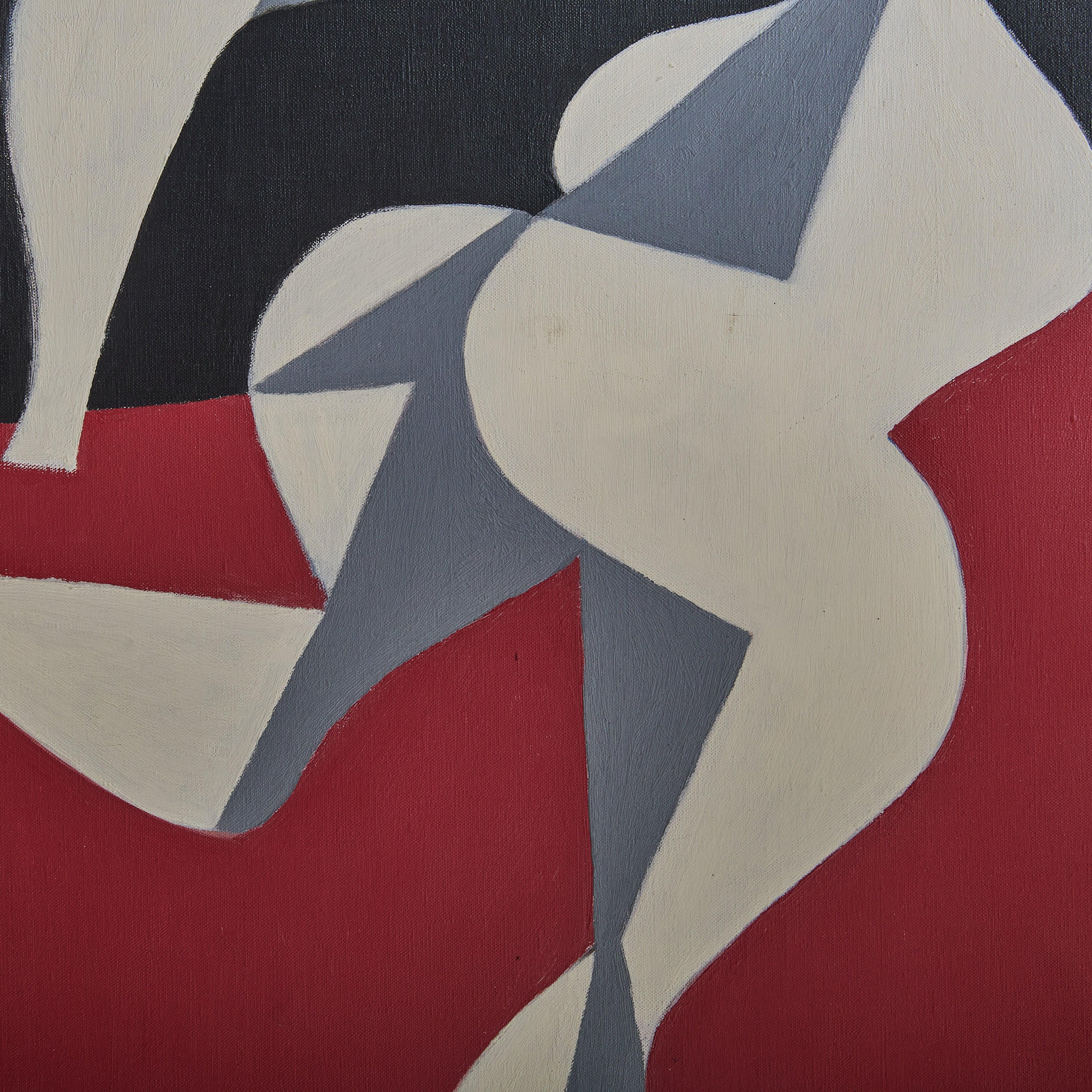 Französisches Gemälde „Zwei Figuren“, Öl auf Leinwand, Gemälde von Pierre Fulcrand, 1960er Jahre (Mitte des 20. Jahrhunderts) im Angebot