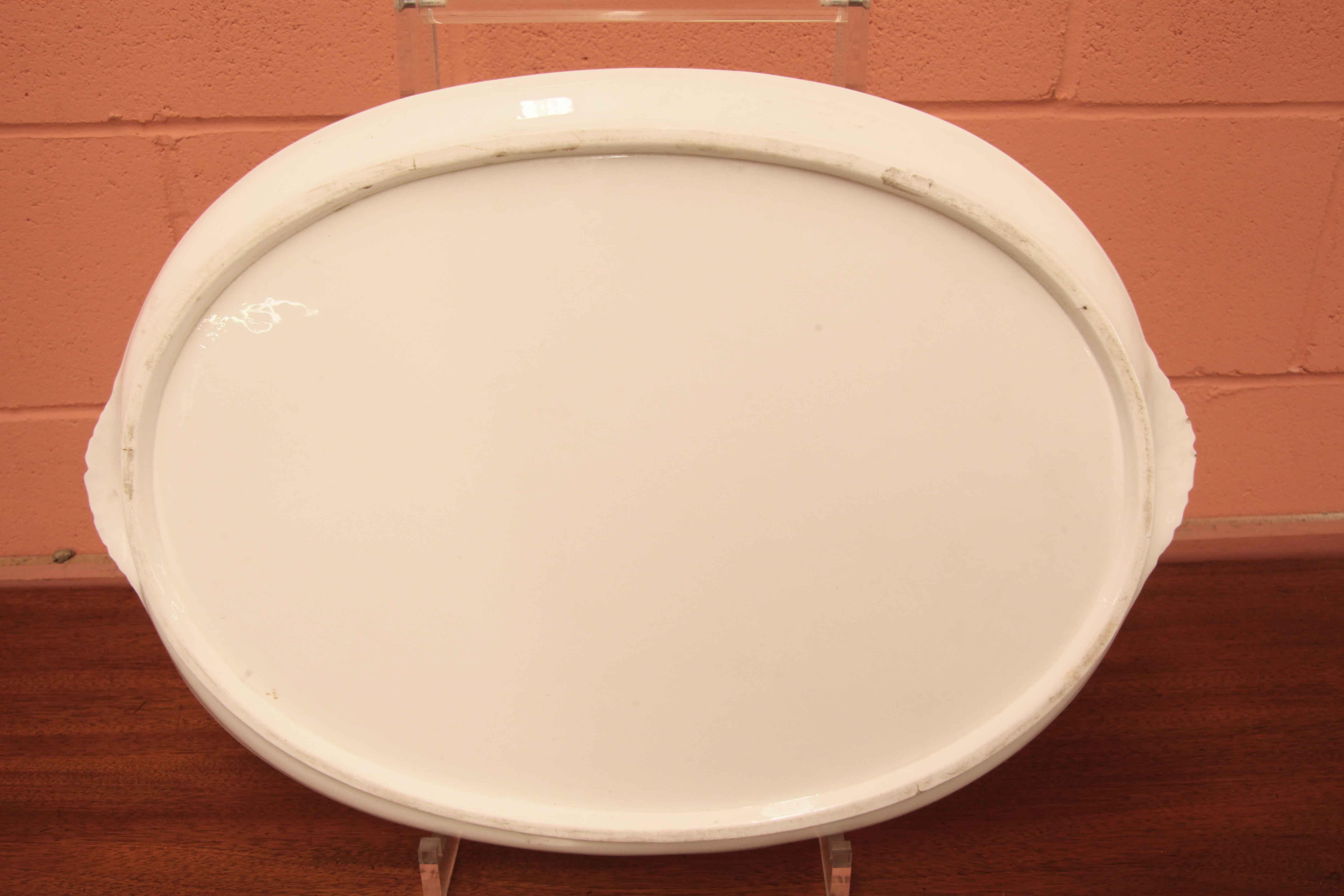 Mid-19th Century French Two Handle Porcelain Tray For Sale