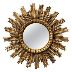 Vintage French Two-Layer Gilt Starburst or Sunburst Mirror (Diameter 24 1/2)