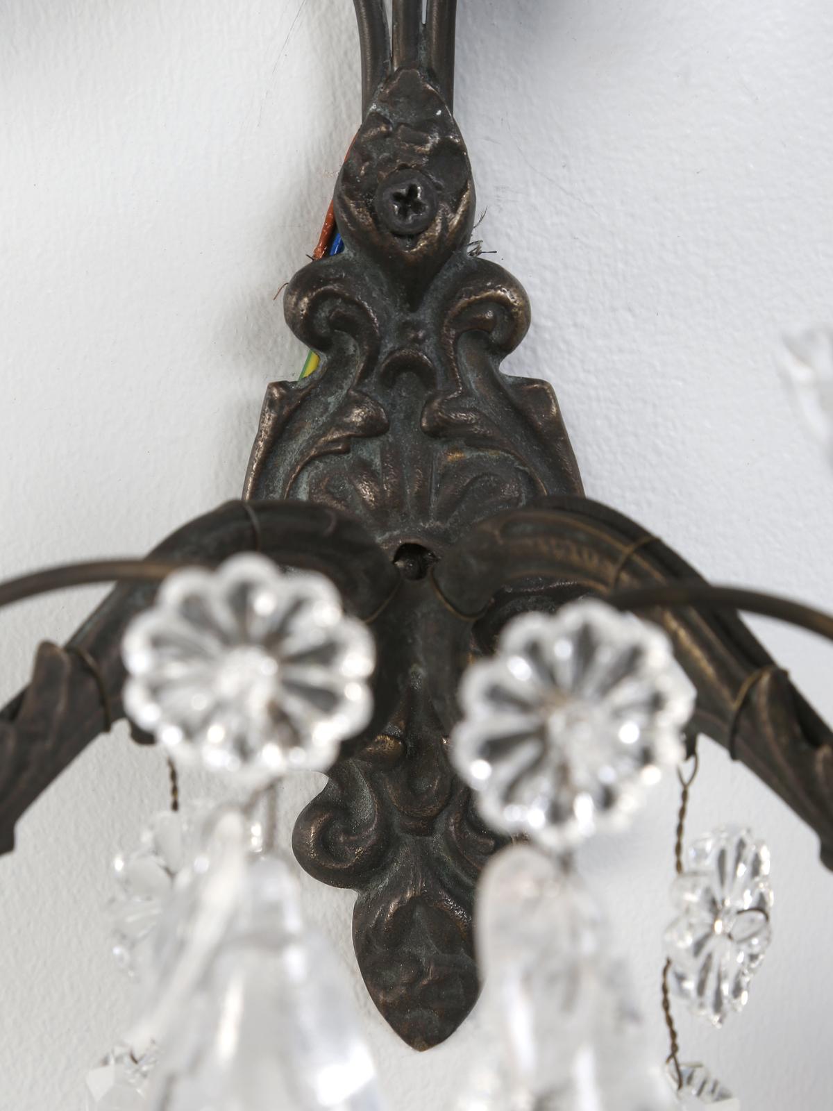 Contemporary French Two-Light Sconce in Brass and Crystal