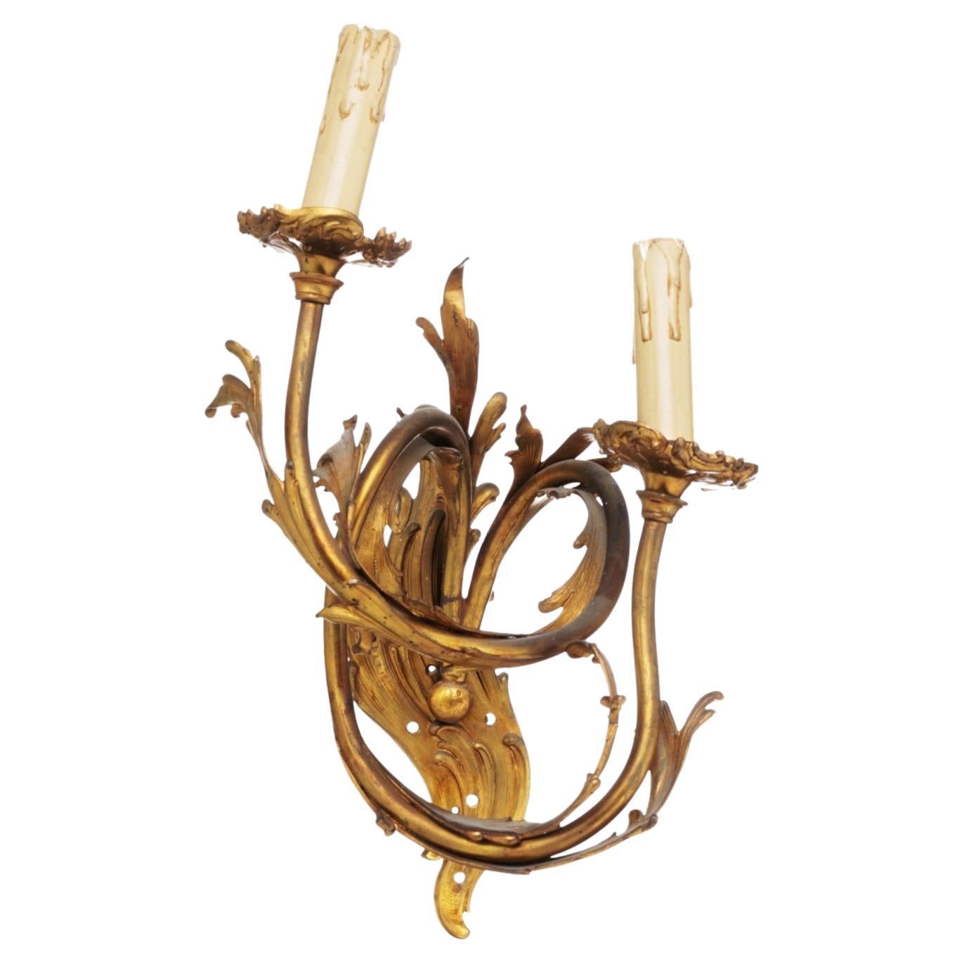 French Two Light Wall Appliance, 19th Century For Sale